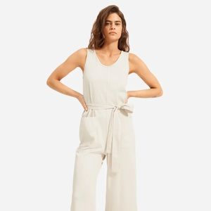 Everlane Luxe Cotton Jumpsuit in Bone